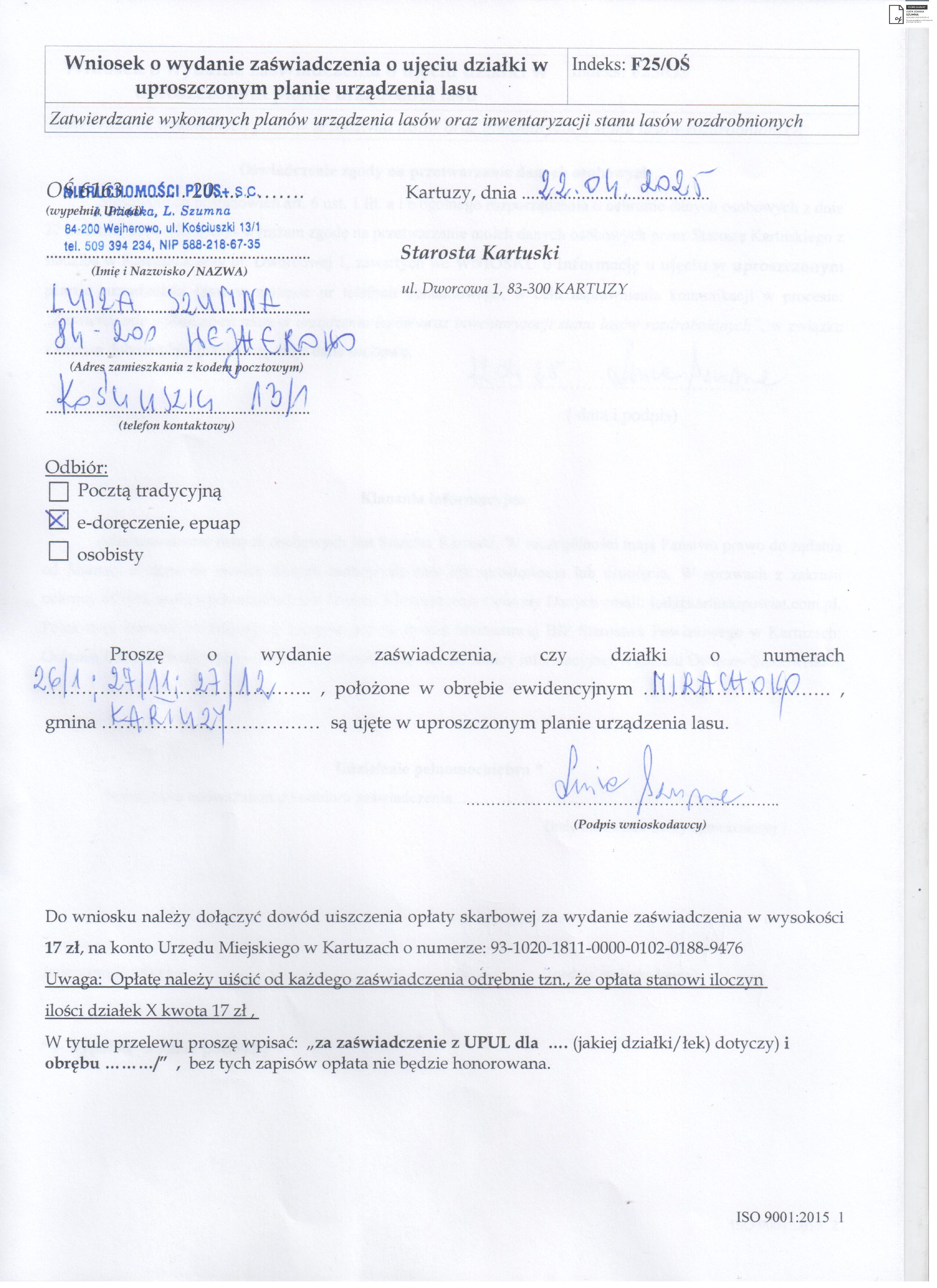 wniosek o lasy 1